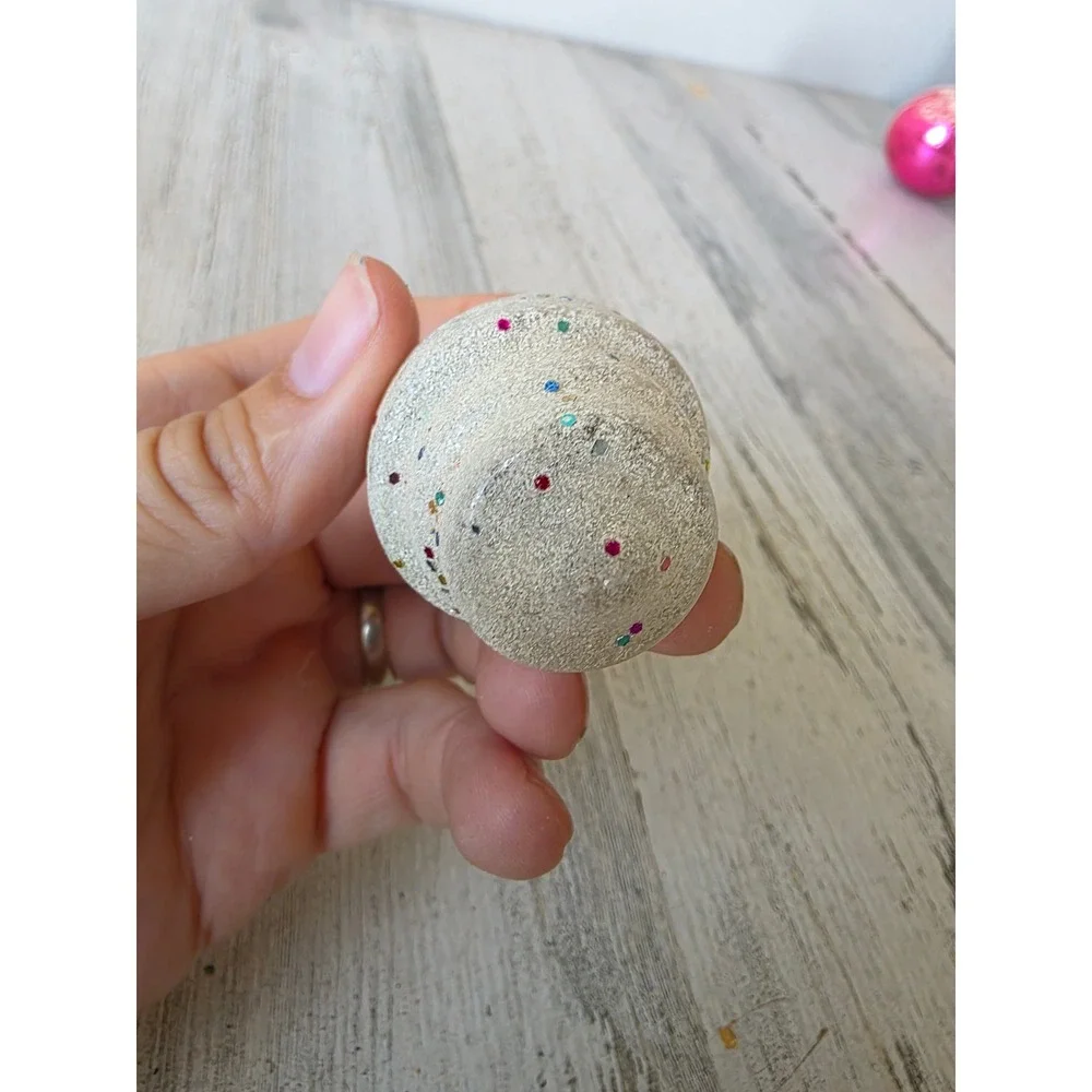Vintage franke confetti barrel Mica ornament lantern Xmas tree rainbow
